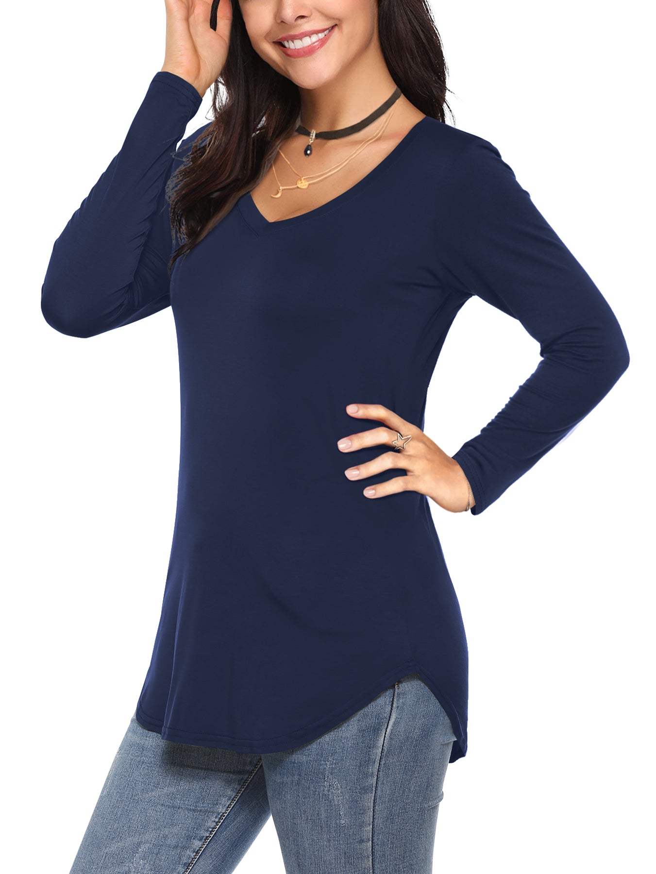 JYLFC Womens Long Sleeve V Neck Shirt
