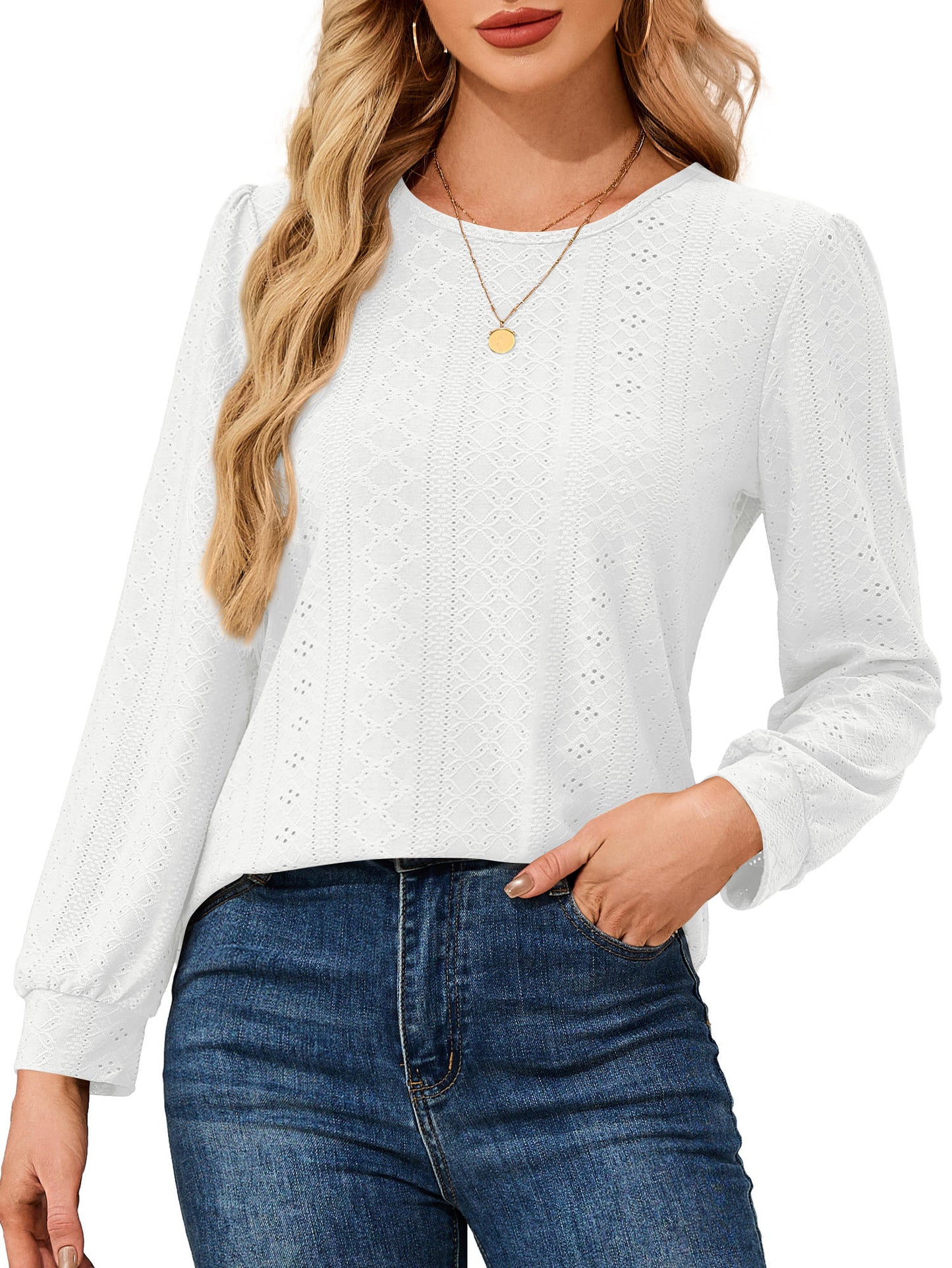 JYLFC Long Sleeve Eyelet Tops 1479