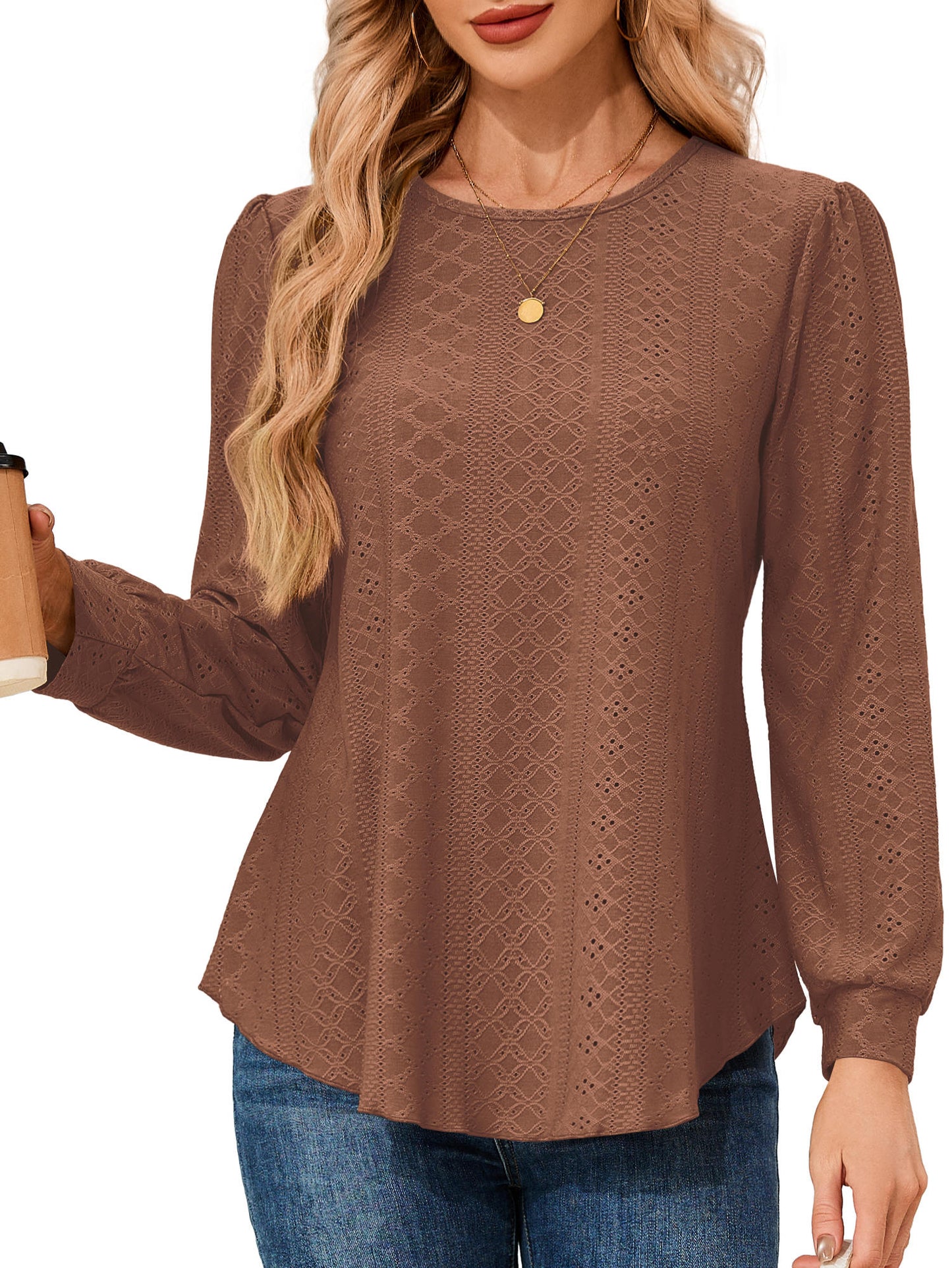 JYLFC Long Sleeve Eyelet Tops 1479