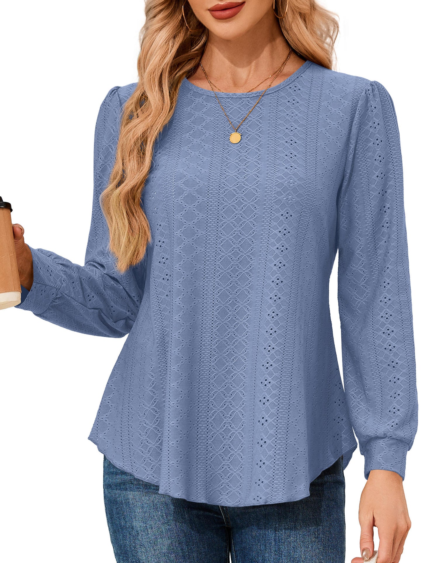 JYLFC Long Sleeve Eyelet Tops 1479