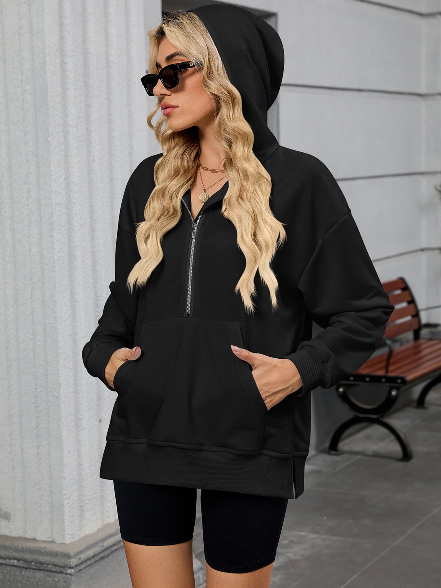 JYLFC Womens Oversized Half Zip Hoodies Sweatshirts 1534