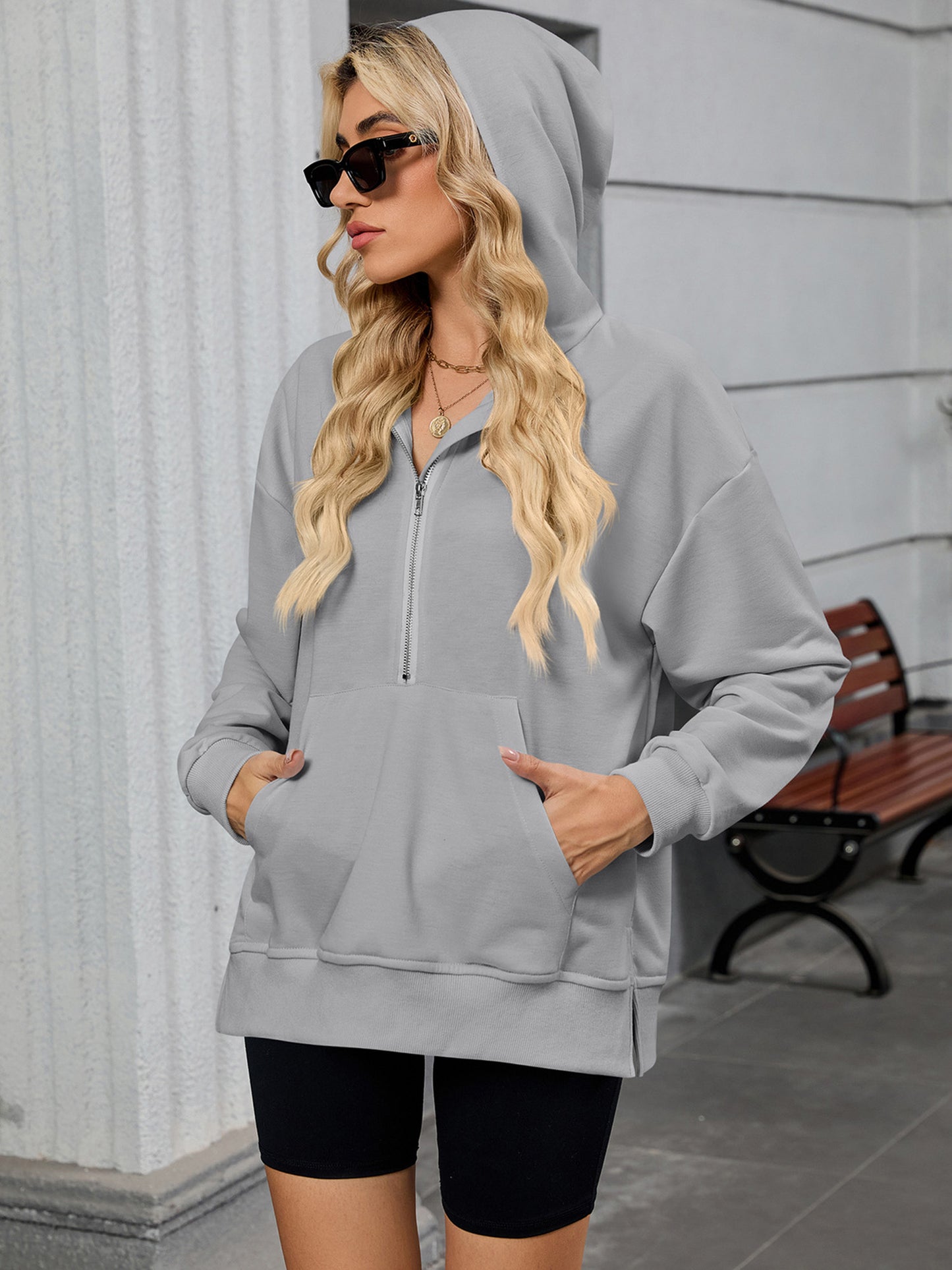 JYLFC Womens Oversized Half Zip Hoodies Sweatshirts 1534