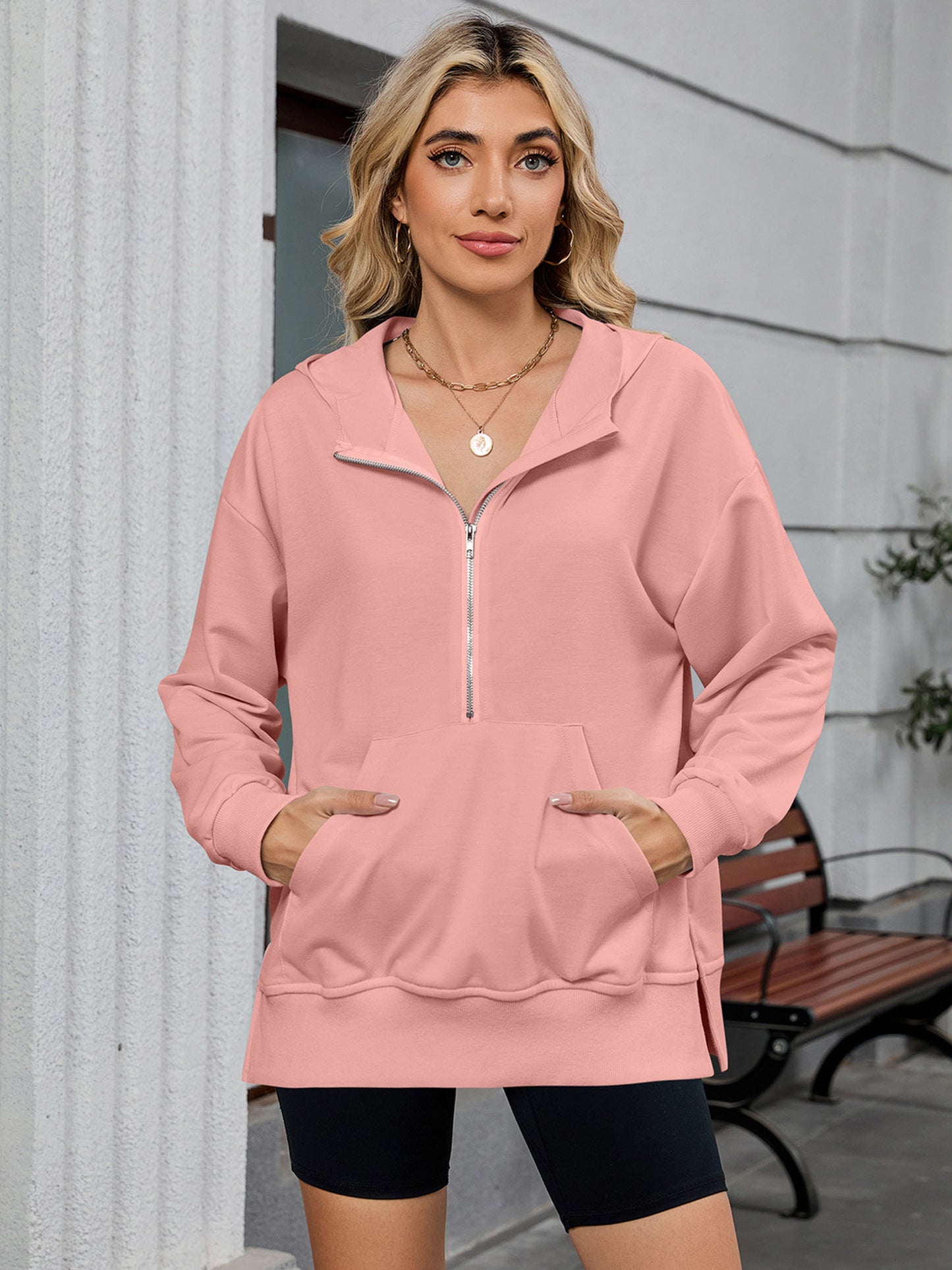 JYLFC Womens Oversized Half Zip Hoodies Sweatshirts 1534