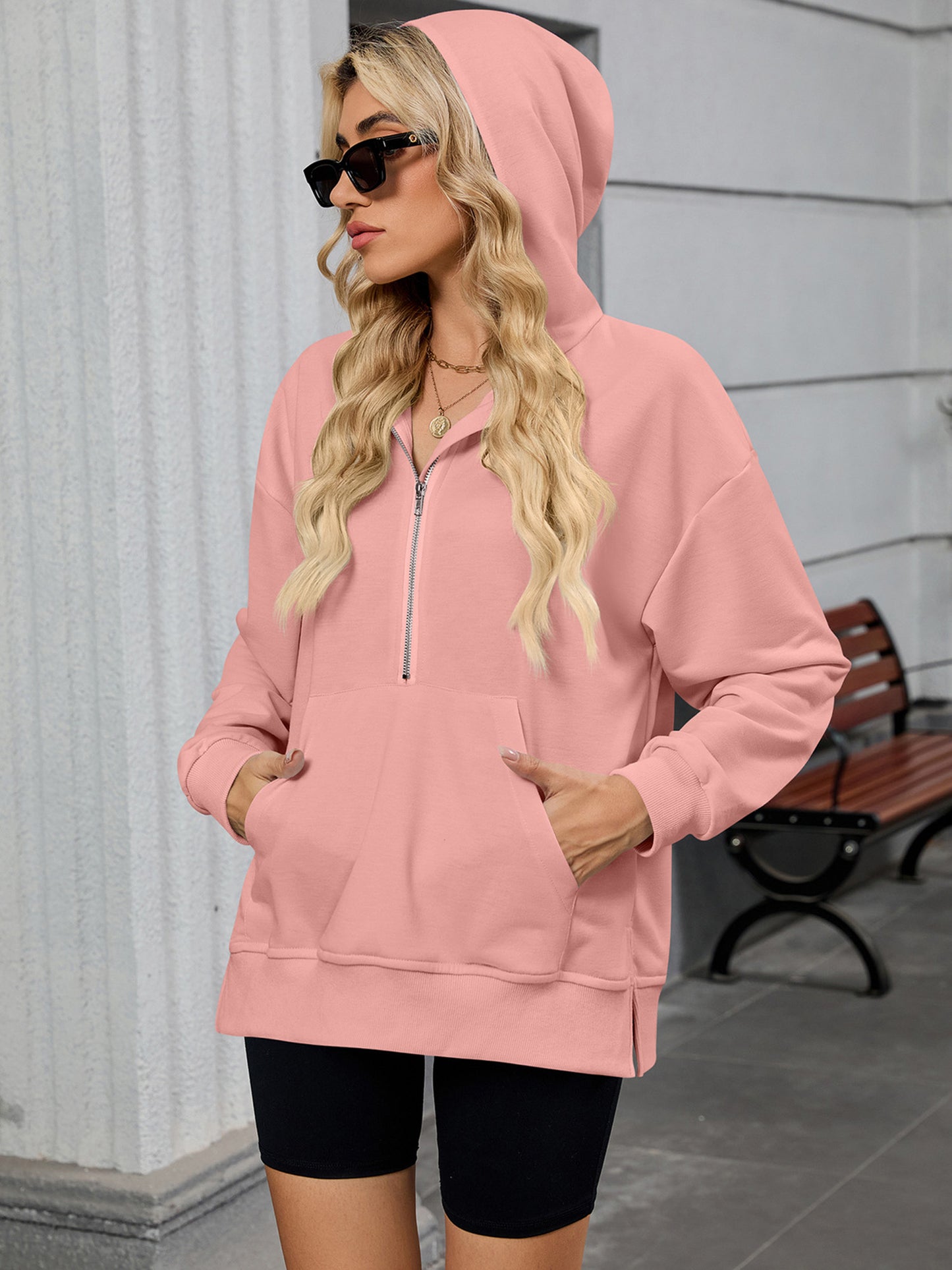 JYLFC Womens Oversized Half Zip Hoodies Sweatshirts 1534