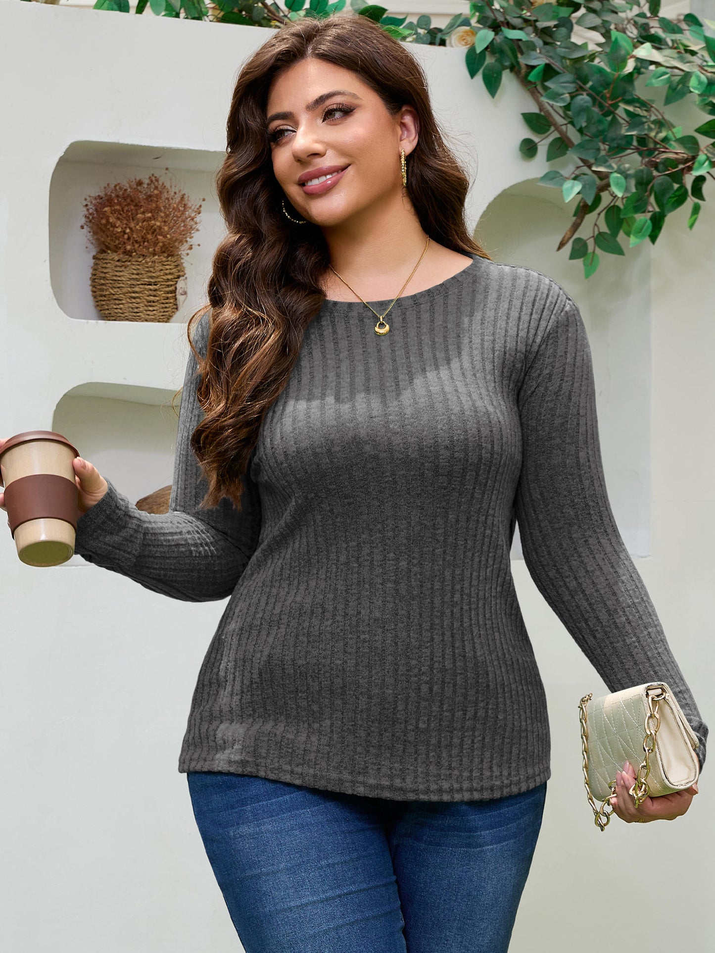 FlorCurve Women  Crew Neck Sweater 696
