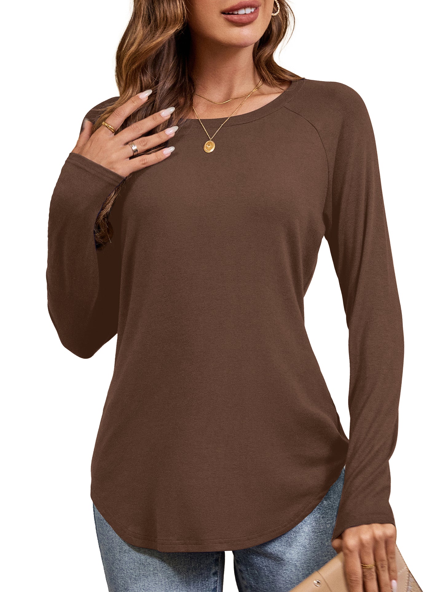 JYLFC Womens Shirts Raglan Round Neck Tops 726