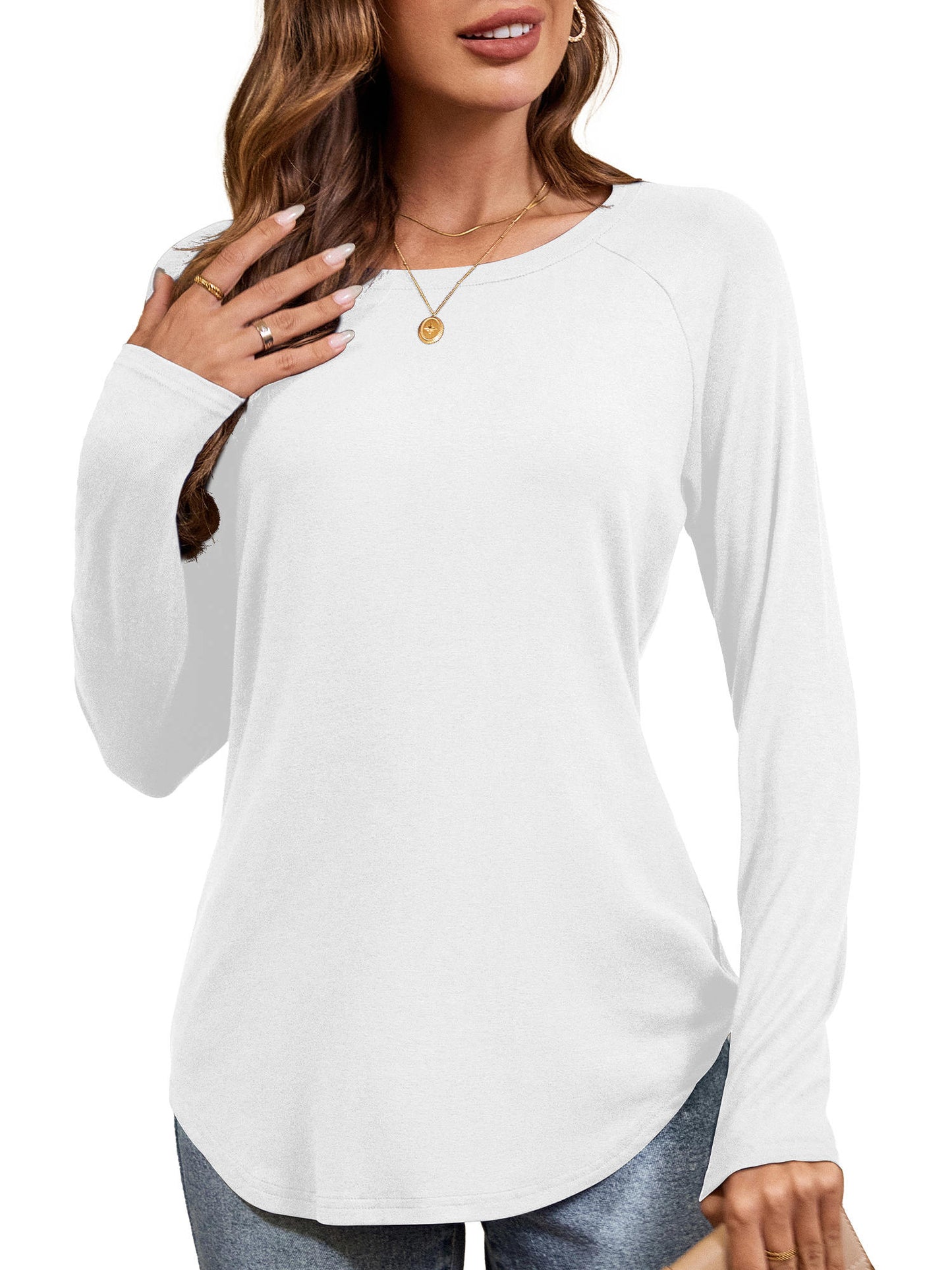 JYLFC Womens Shirts Raglan Round Neck Tops 726