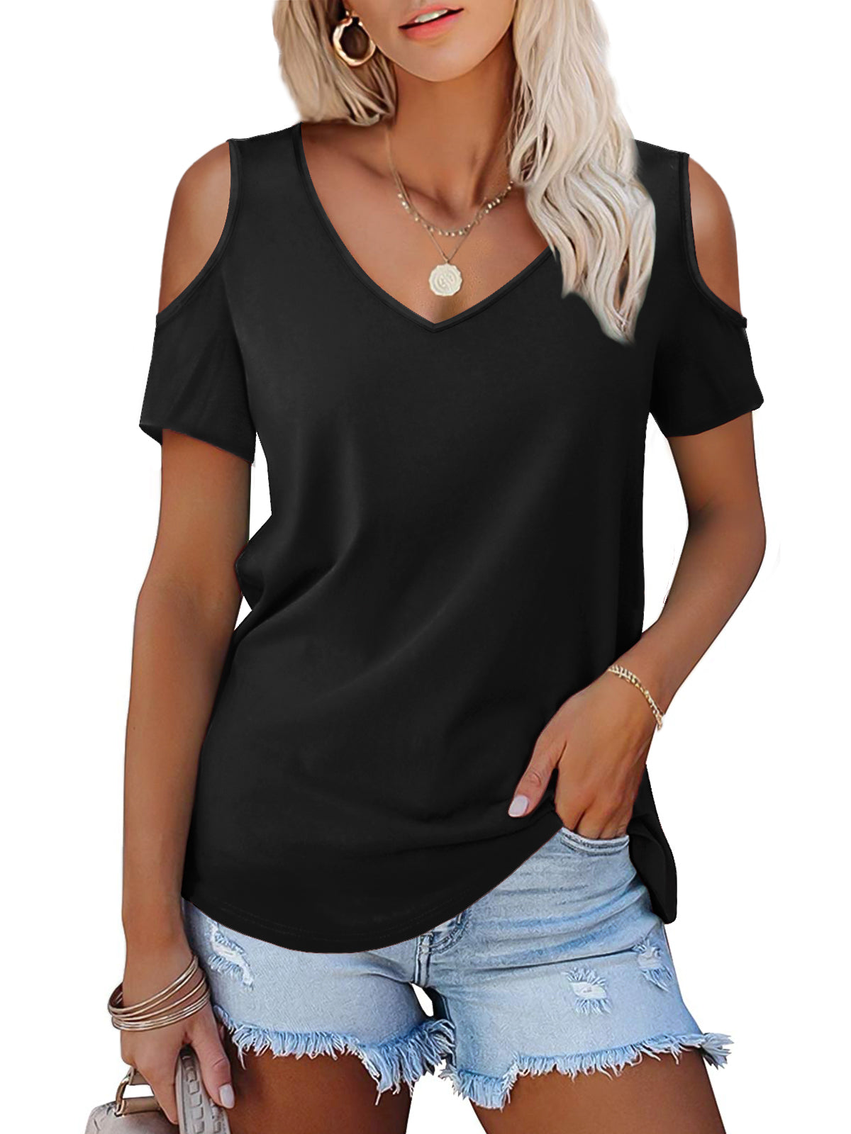 JYLFC Womens Cold Shoulder Top 4326