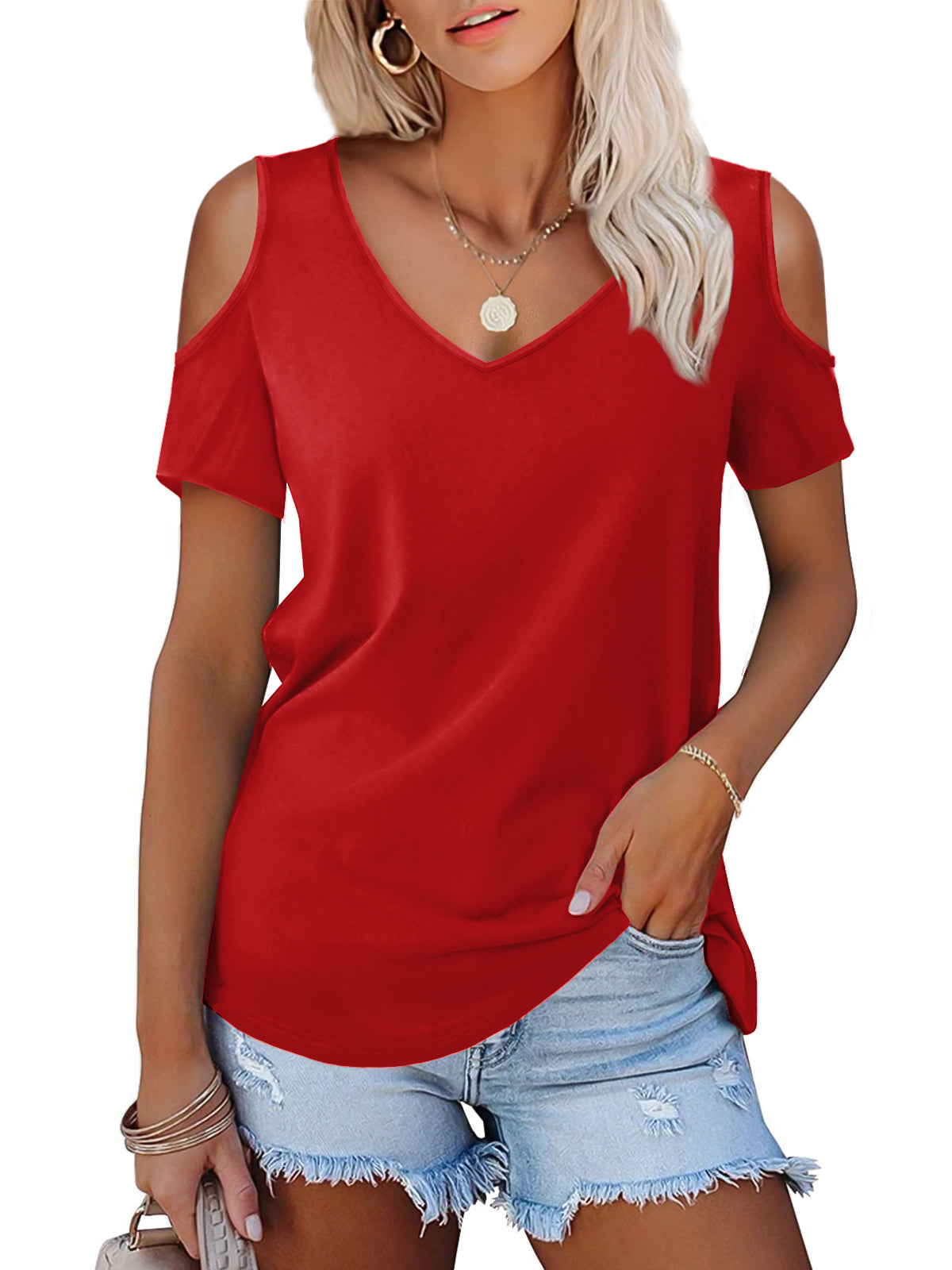 JYLFC Womens Cold Shoulder Top 4326