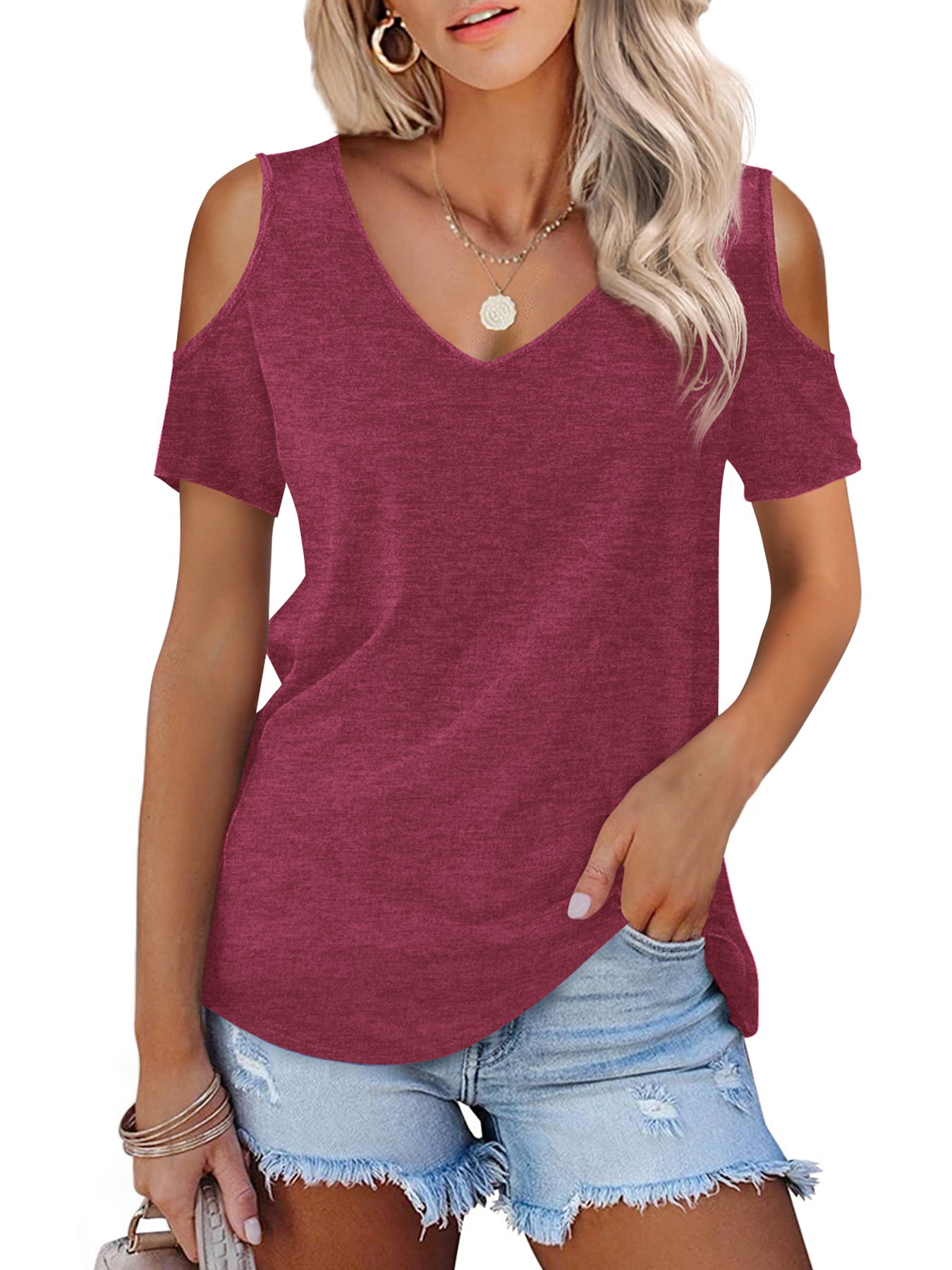 JYLFC Womens Cold Shoulder Shirt 4326E1