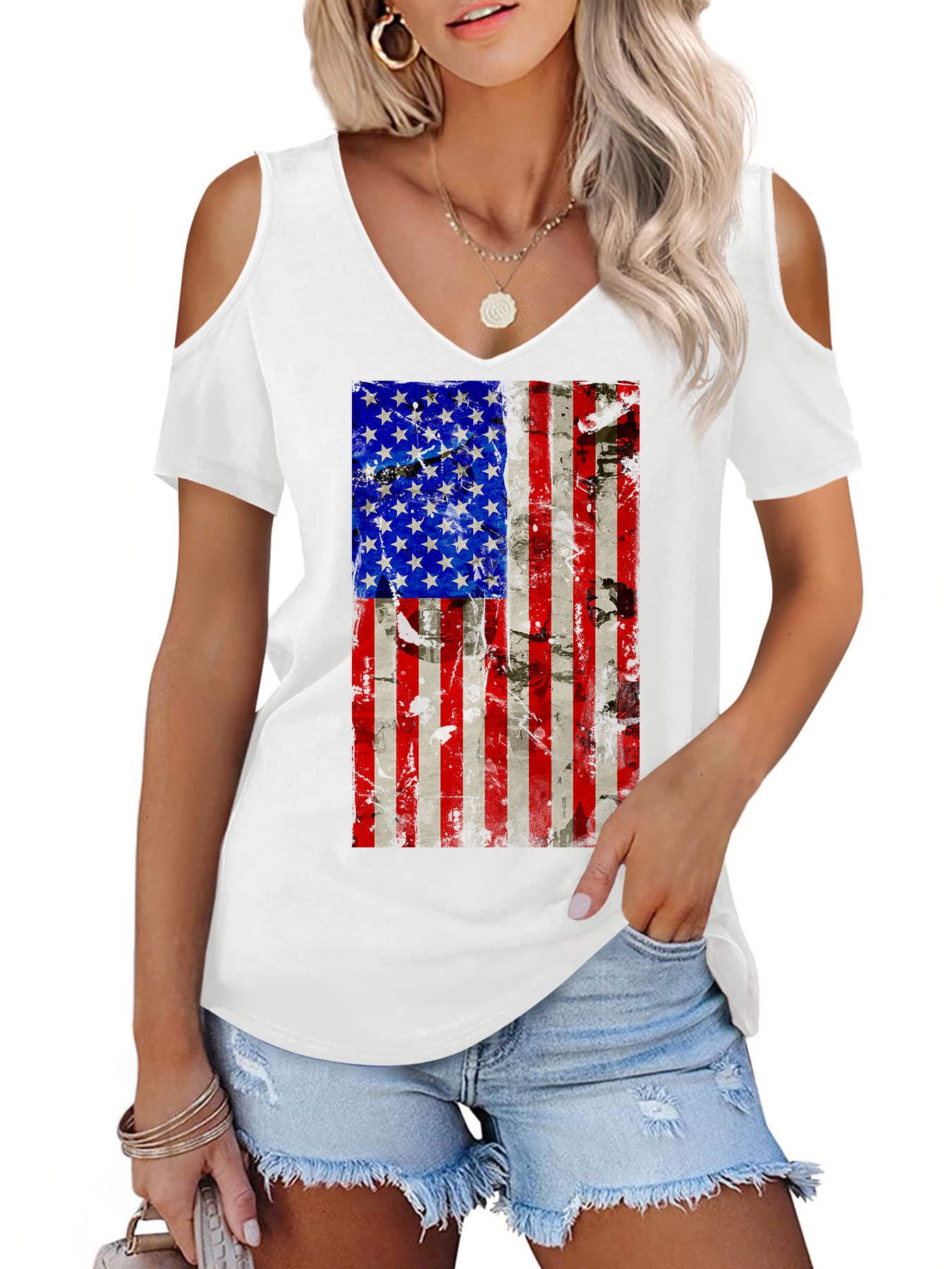 JYLFC Womens Cold Shoulder Shirt 4326E1