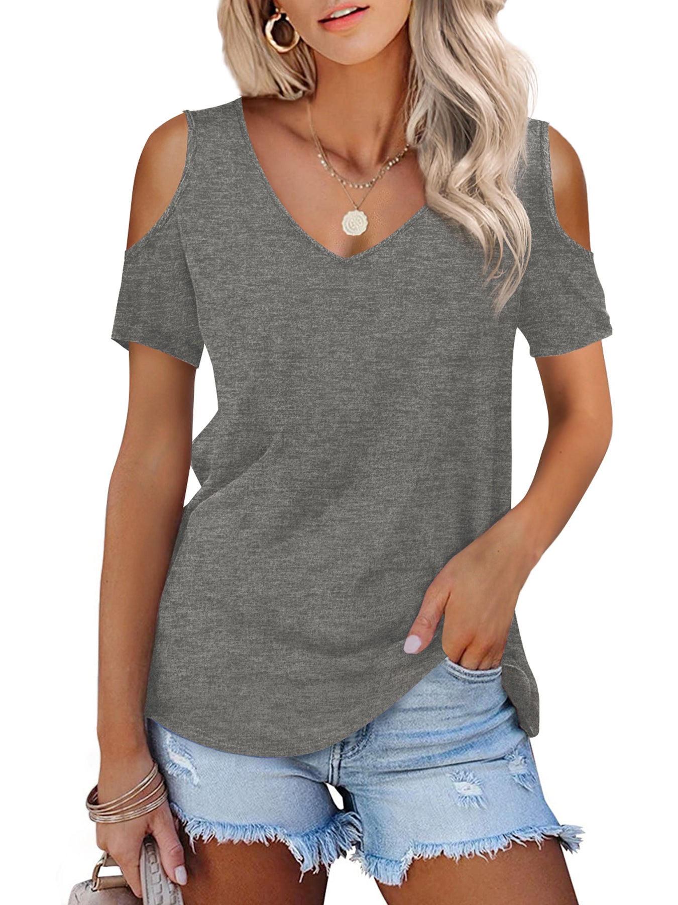 JYLFC Womens Cold Shoulder Shirt 4326E1