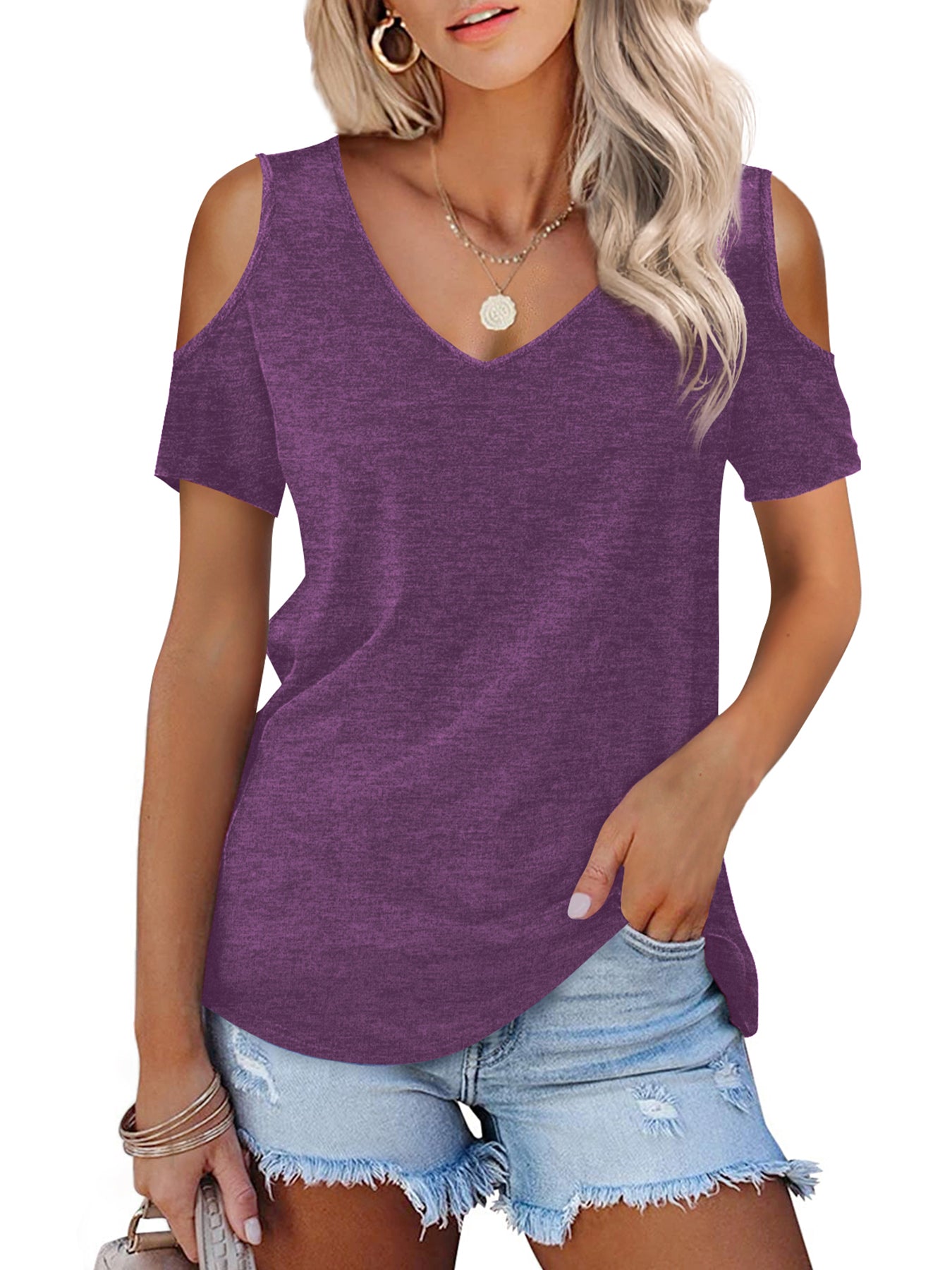 JYLFC Womens Cold Shoulder Shirt 4326E1