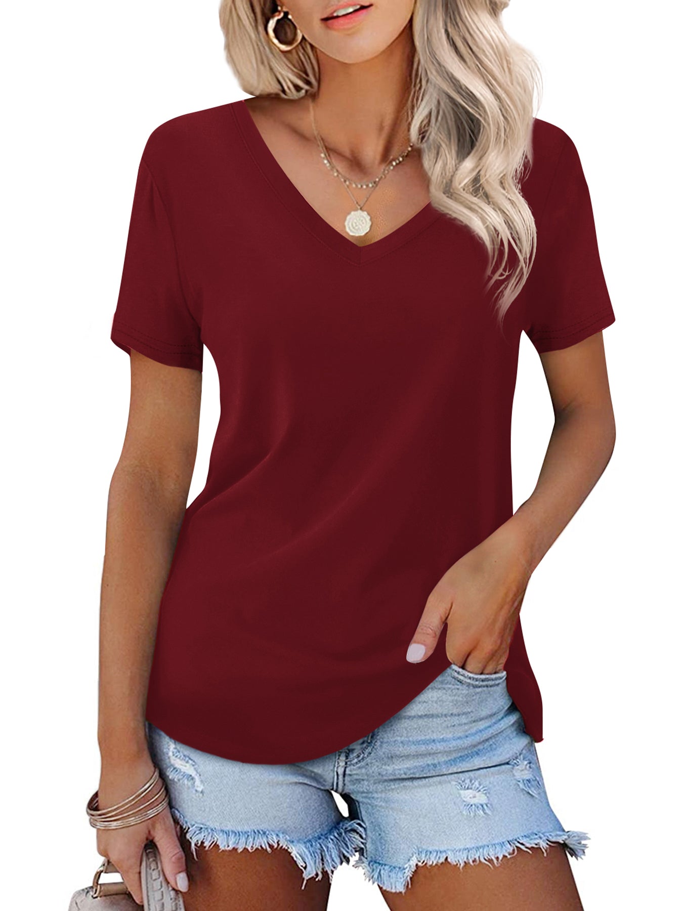 JYLFC Womens Short Sleeve V Neck Shirt