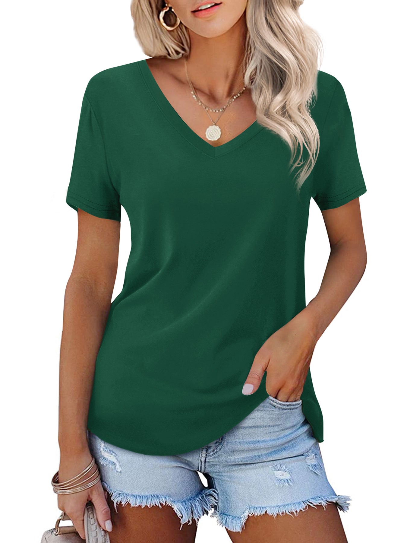 JYLFC Womens Short Sleeve V Neck Shirt