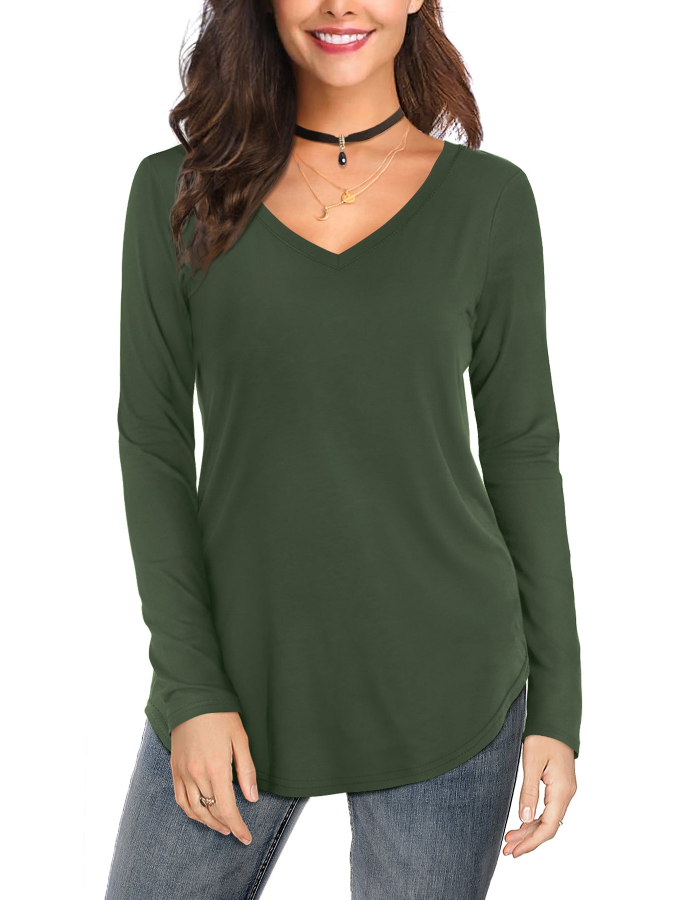 JYLFC Womens Long Sleeve V Neck Shirt