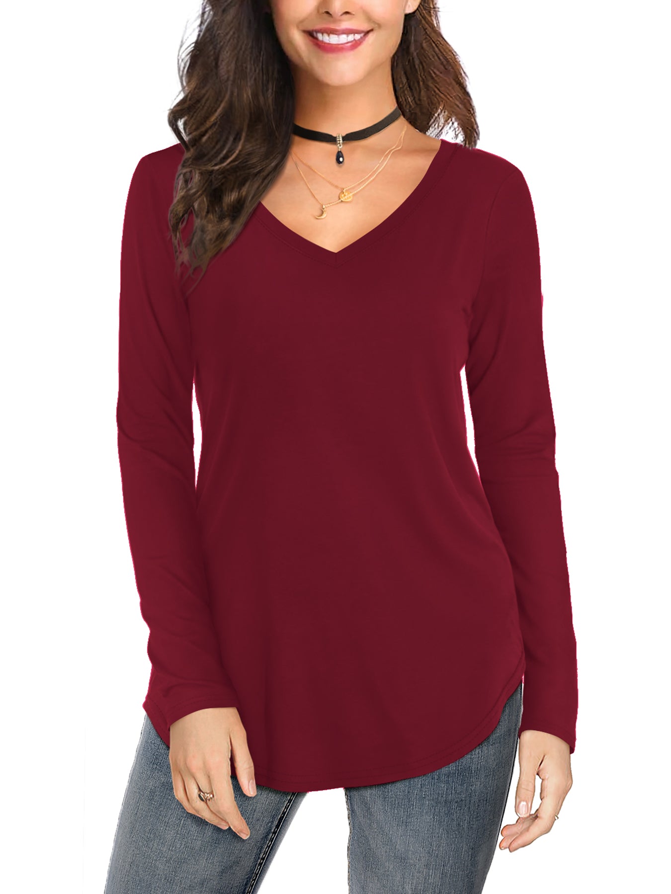 JYLFC Womens Long Sleeve V Neck Shirt