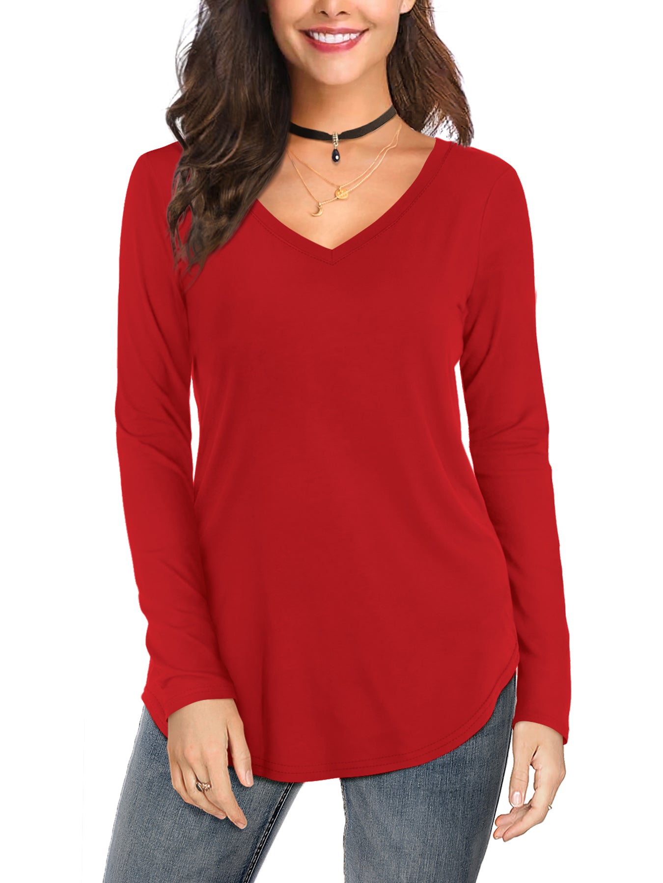 JYLFC Womens Long Sleeve V Neck Shirt