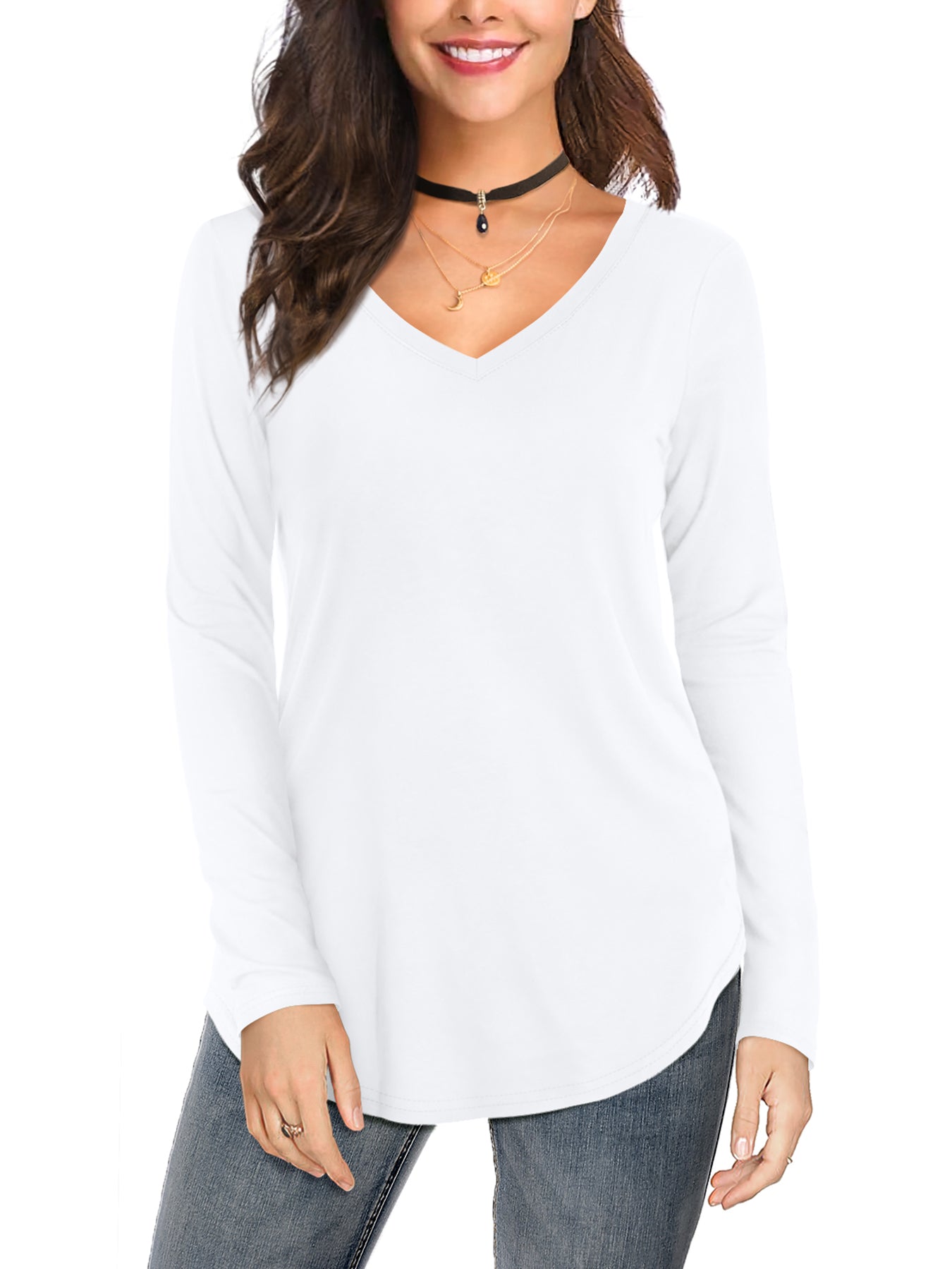 JYLFC Womens Long Sleeve V Neck Shirt