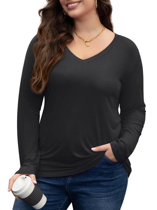 FlorCurve Women Plus Size V neck Tunic Tops 4340U5