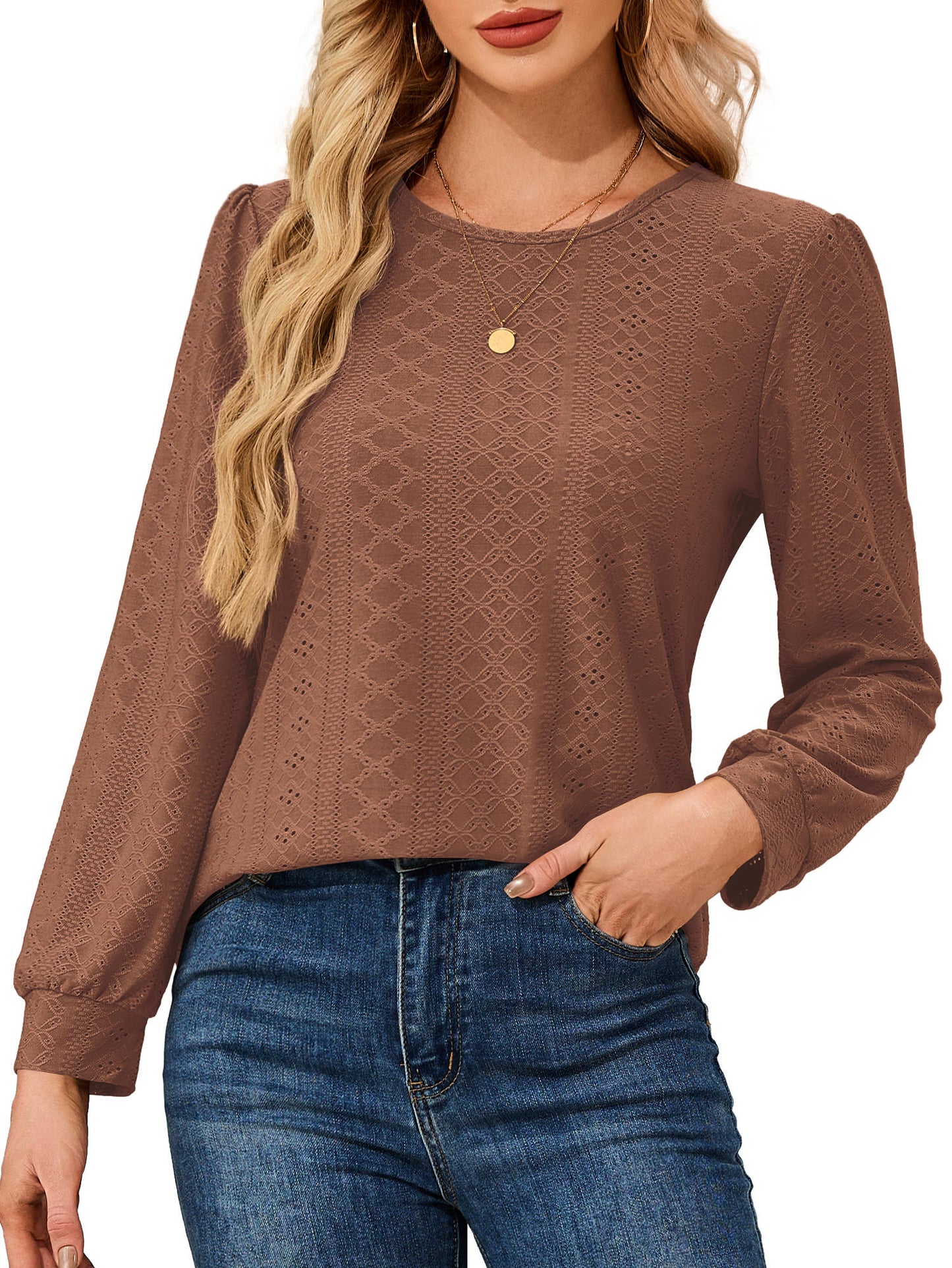 JYLFC Long Sleeve Eyelet Tops 1479