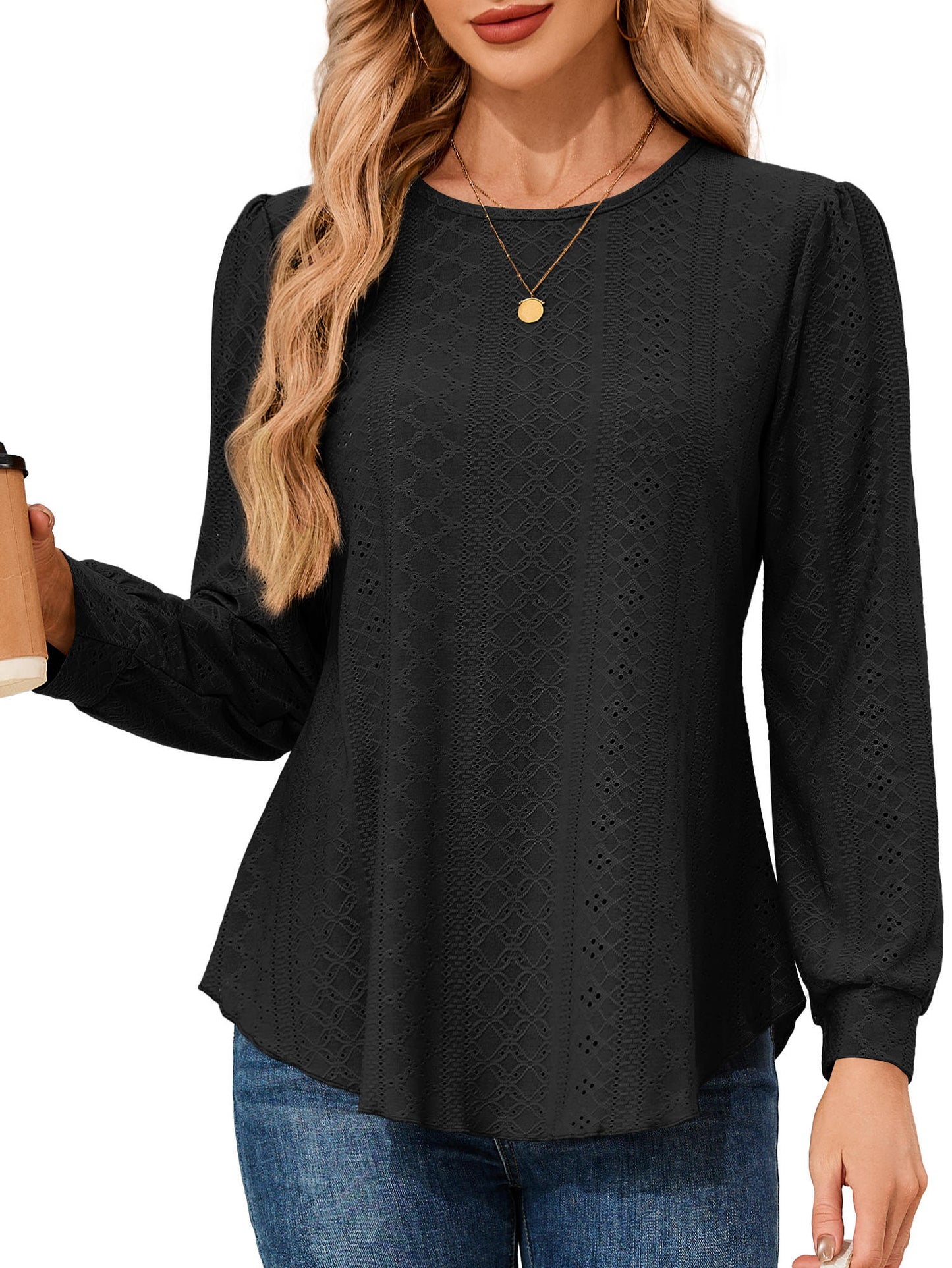 JYLFC Long Sleeve Eyelet Tops 1479