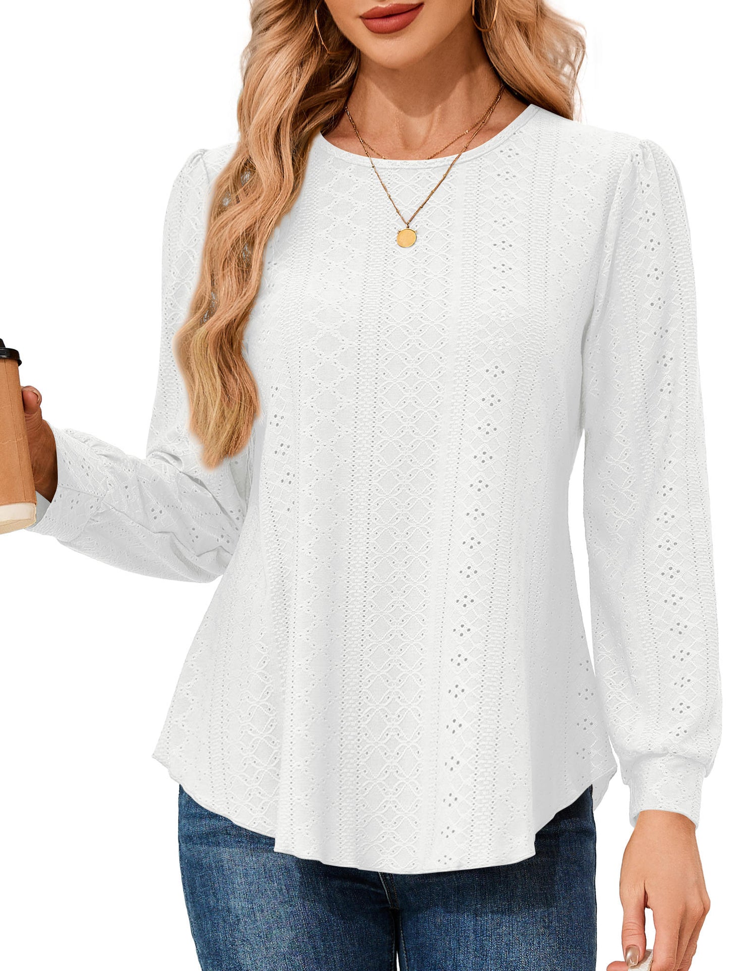 JYLFC Long Sleeve Eyelet Tops 1479