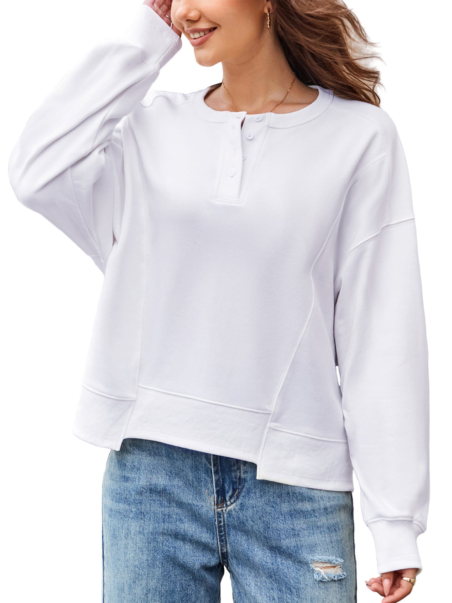 JYLFC Womens Casual Color Block Knitted Long Sleeve Sweatshirts 1420