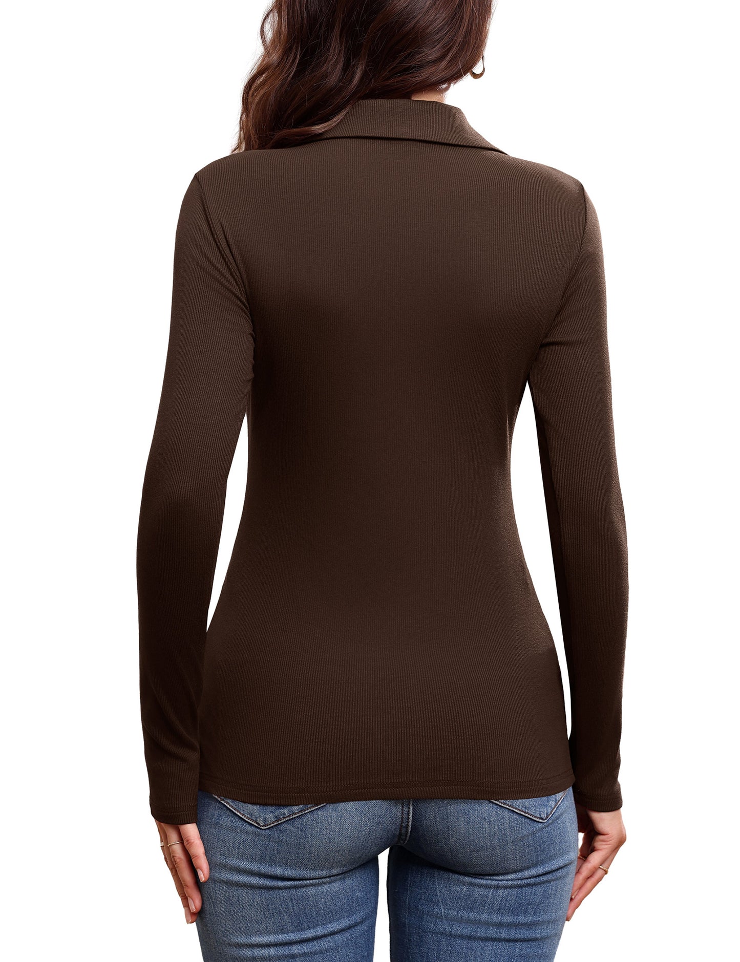 JYLFC Women's Long Sleeve Polo V Neck T Shirts 687