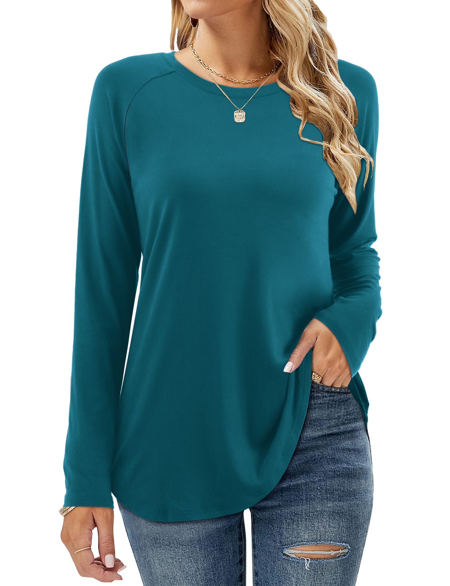 JYLFC Womens Shirts Raglan Round Neck Tops 726